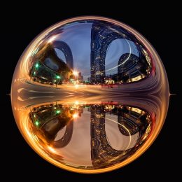 Glass sphere and city